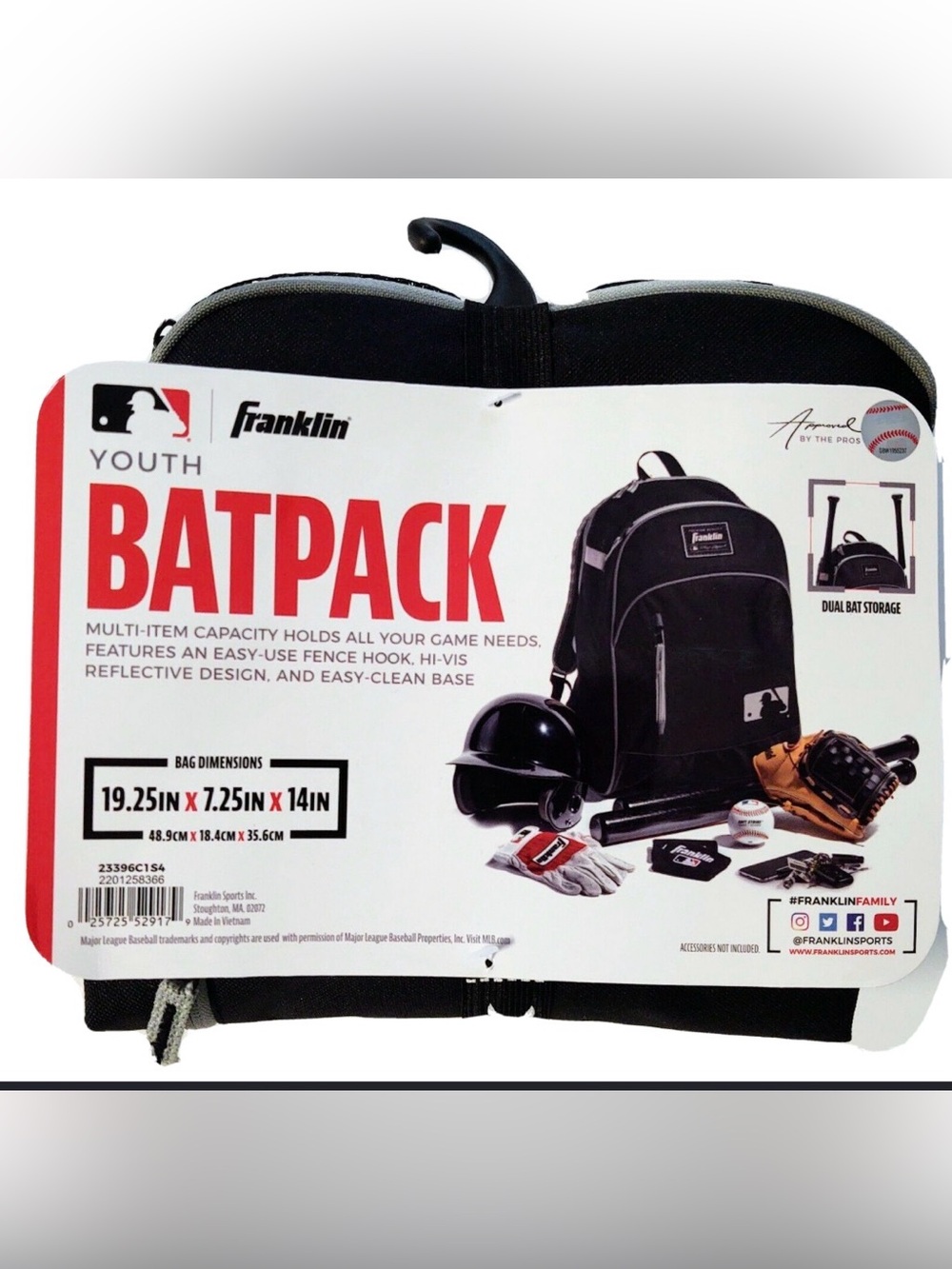 Franklin Youth Batpack Backpack in Black